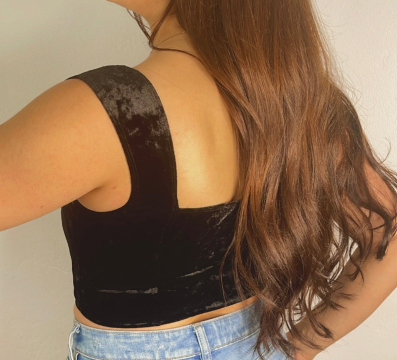 Dargo Velvet Crop Top- Black