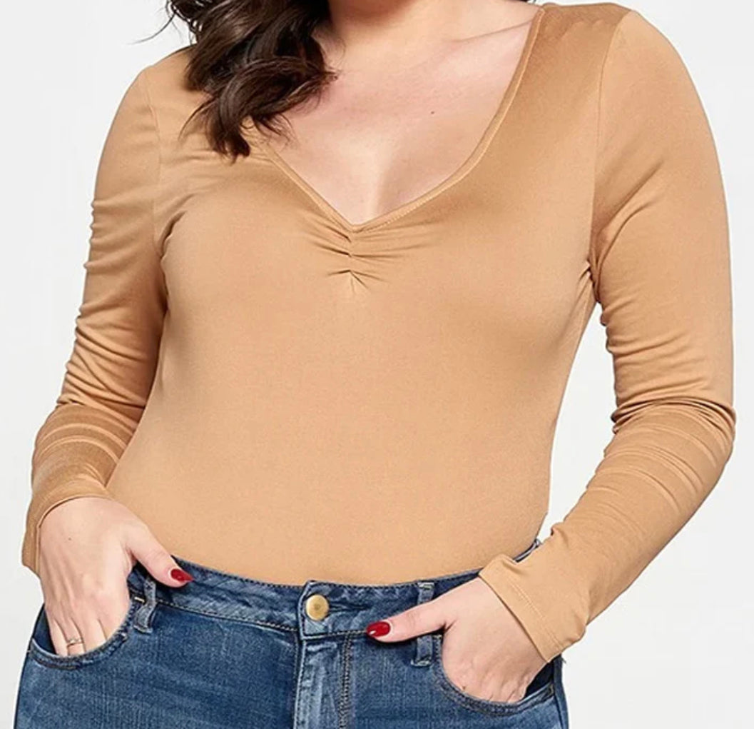 Cara Long Sleeve Curve- Camel